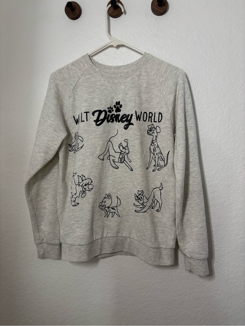 Disney Light Gray Crewneck Sweatshirt with Black Dog Sketches